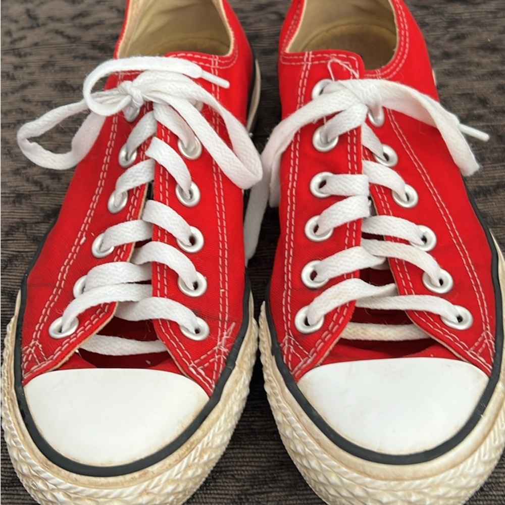 Red Converse Sneakers with White Laces